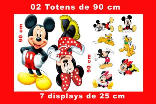 Totem de Chão Minnie e Mickey e Displays De Mesa