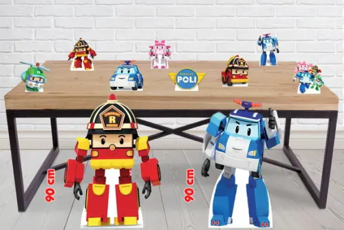 Totem de Chão Robocar Poli e Displays de Mesa
