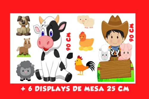 Totem Kit Fazendinha de Chão e Displays de Mesa