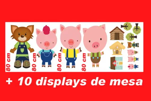 Totem Lobo Mau E Os Tres Porquinhos E Displays De Mesa