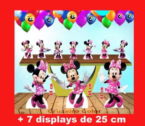 Totem Minnie Rosa e Displays de Mesa