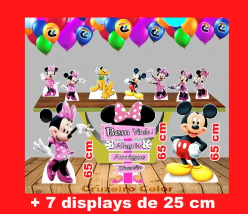 Totem Minnie Rosa e displays de mesa 65 cm e 25 cm