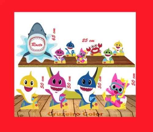 Totem Shark Baby,placa Para Foto E Displays De Mesa