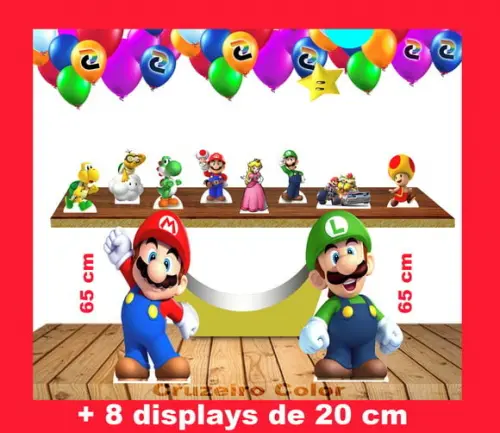 Totem Super Mario Bros 65 cm e Displays de Mesa 20 cm