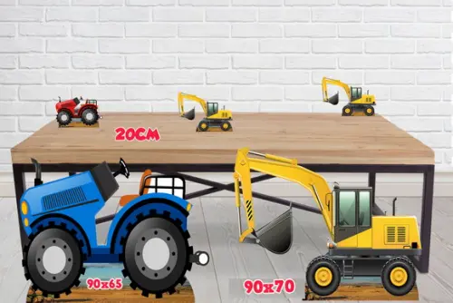 Totem Trator Escavadeira Construcao Displays de Mesa