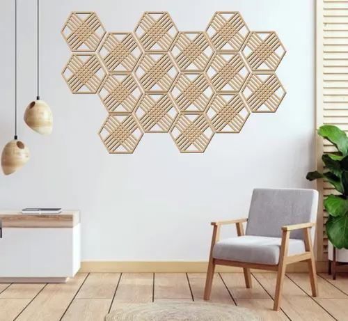 Cobogo Painel Decorativo Hexagonal com 16 Placas