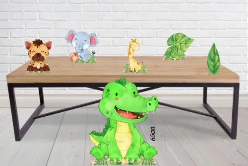 Display Animais Africano Safari Jacare Kit Decorativo