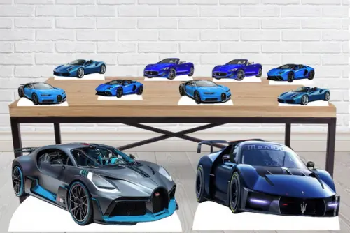 Display Carros de Luxo Azul para Decoração