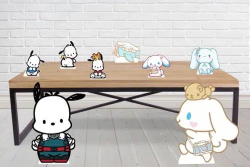 Display Cinnamoroll e Pochacco Totem para Decoração de Mesa