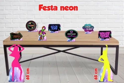 Display Festa Neon, Totem Enfeite de Aniversario