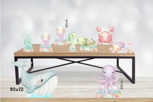 Display Fundo do Mar Aquarela para Decoração