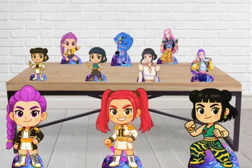 Display Guerreiras do K-pop para Decoração de Festa