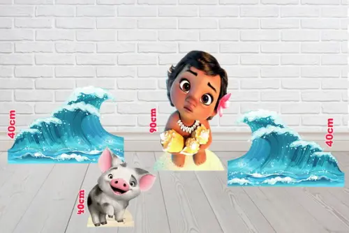 Display Moana Baby e Ondas para Decoração