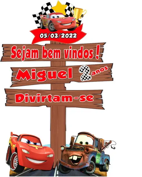 Display Placa de Bem Vindos Mcqueen Carros