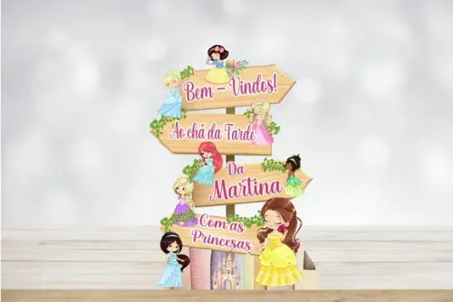 Display Placa de Sinalização Princesas Baby para Decoração