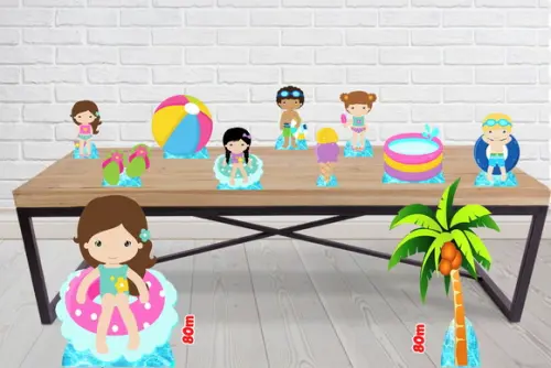 Display Pool Party, Totem Enfeite de Aniversario