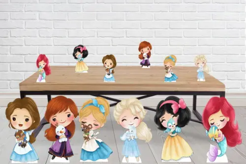 Display Princesas e Bichinhos de Estimação para Decoração