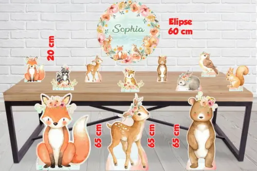 Displays Bicho do Bosque e Elipse 60x60 em mdf de 3mm