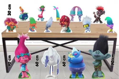 Displays e Totem Trolls para Decoração de Festa