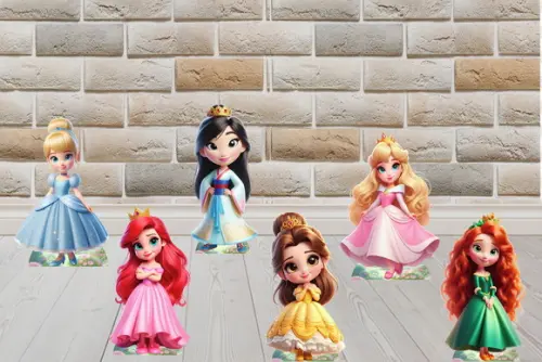 Kit Totem Princesas com 6 Peças para Decoração de Festa