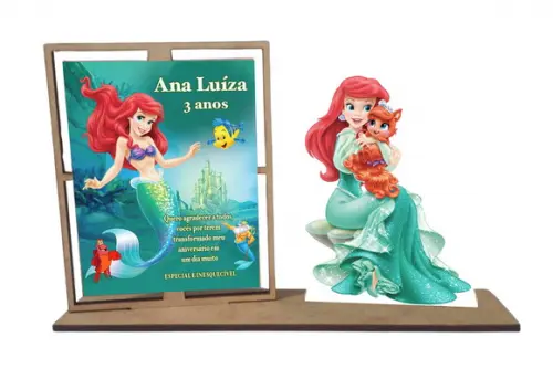Lembrancinha Ariel Princesa, Porta Retrato com 10 Unidades