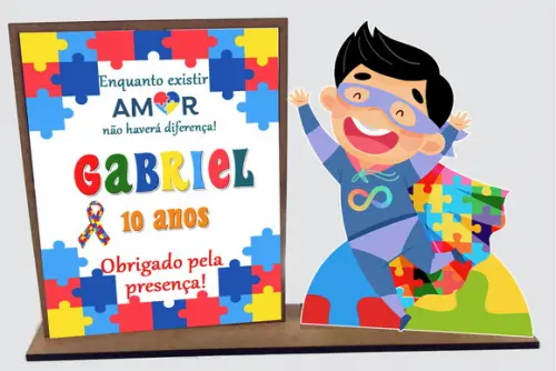 Lembrancinha Autismo, Porta Retrato com 10 Unidades