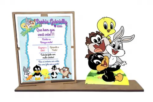 Lembrancinha Baby Looney Tunes Porta Retrato com 10 Unidades