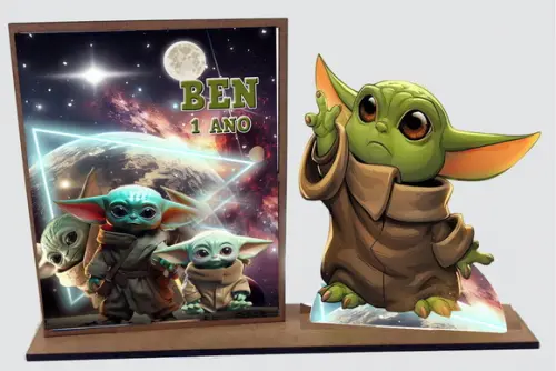 Lembrancinha Baby Yoda, com 10 Unidades Porta Retrato