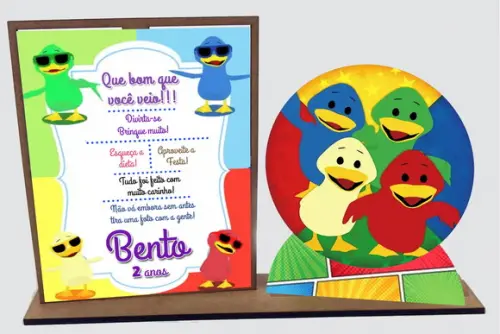Lembrancinha Bento e Totó Patinho Colorido com 10 Unidades