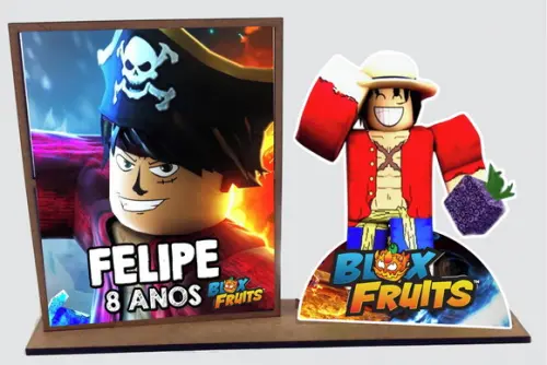 Lembrancinha Blox Fruits, Porta Retrato com 10 Unidades
