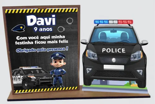 Lembrancinha Carro de Policia, 10unid/ Porta Retrato
