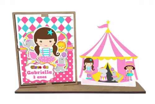 Lembrancinha Circo Rosa , Porta Retrato com 10 Unidades