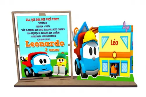 Lembrancinha Léo o Caminhão com 10 Unidades Porta Retrato