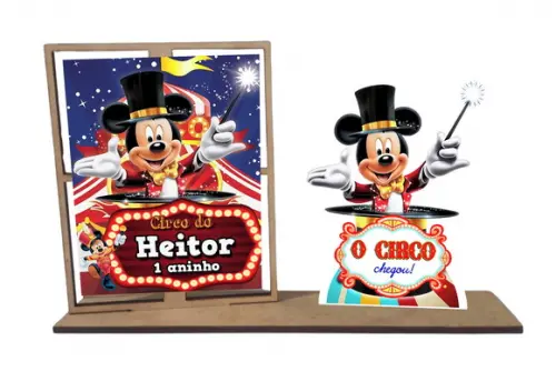 Lembrancinha Mickey Circo , Porta Retrato com 10 Unidades