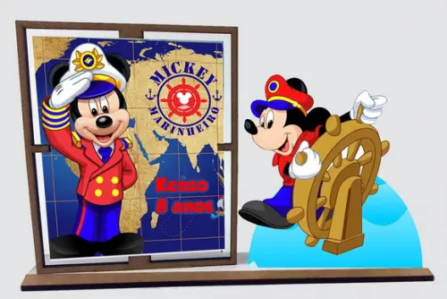 Lembrancinha Mickey Marinhei , Porta Retrato com 10 Unidades
