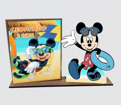 Lembrancinha Mickey Praia, com 10 Unidades Porta Retrato