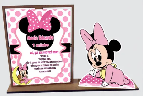 Lembrancinha Minnie Baby, com 10 Unidades Porta Retrato