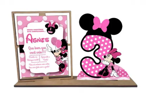 Lembrancinha Minnie Rosa , Porta Retrato com 10 Unidades