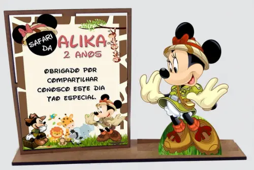 Lembrancinha Minnie Safari, com 10 Unidades Porta Retrato