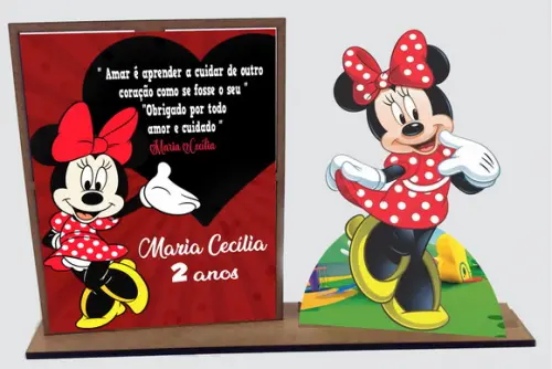 Lembrancinha Minnie Vermelh , Porta Retrato com 10 Unidades