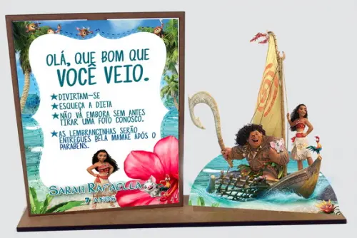 Lembrancinha Moana , Porta Retrato com 10 Unidades