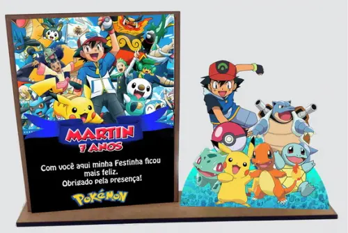 Lembrancinha Pokémon, Porta Retrato com 10 Unidades