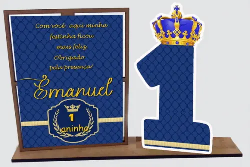 Lembrancinha Realeza Azul, com 10 Unidades Porta Retrato