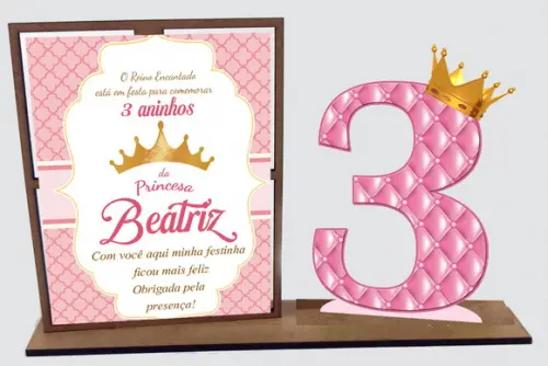 Lembrancinha Realeza Rosa , Porta Retrato com 10 Unidades