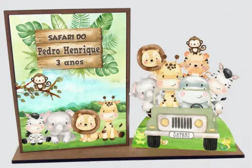Lembrancinha Safari Baby, com 10 Unidades Porta Retrato