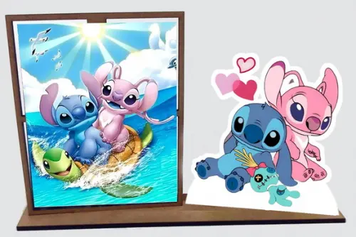 Lembrancinha Stitch e Angel Com10 Unidades Porta Retrato