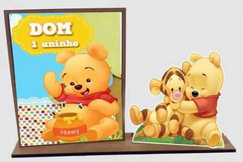 Lembrancinha Ursinho Pooh, Porta Retrato 7x9 com 10 Unid.