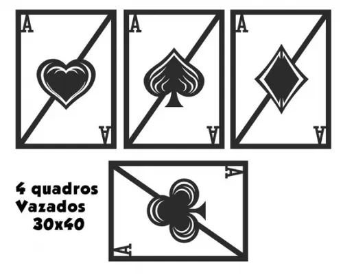 Painéis Decorativos Cartas de Baralho Vasado em mdf Preto