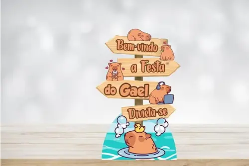 Placa de Sinalização Capivara para Decoração