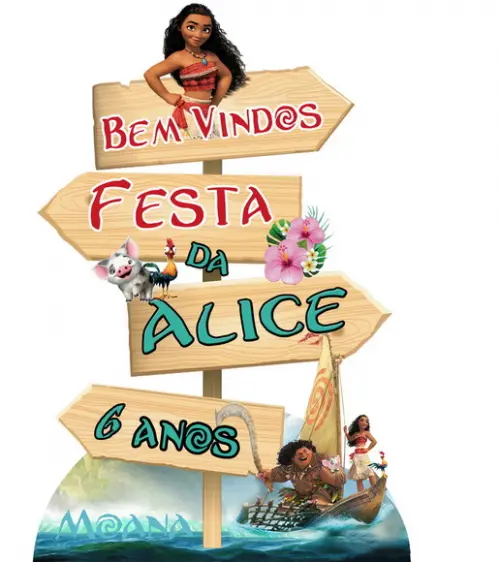 Placa de Bem Vindos Moana para Decoração de Festa